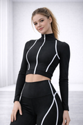 Femme Motion Edge Line Zip Top  Black